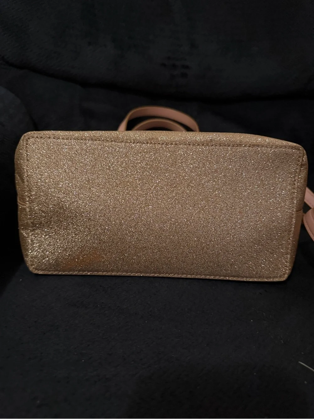 kate spade Gold Glitter Tote with Pink Handles